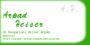 arpad heiser business card